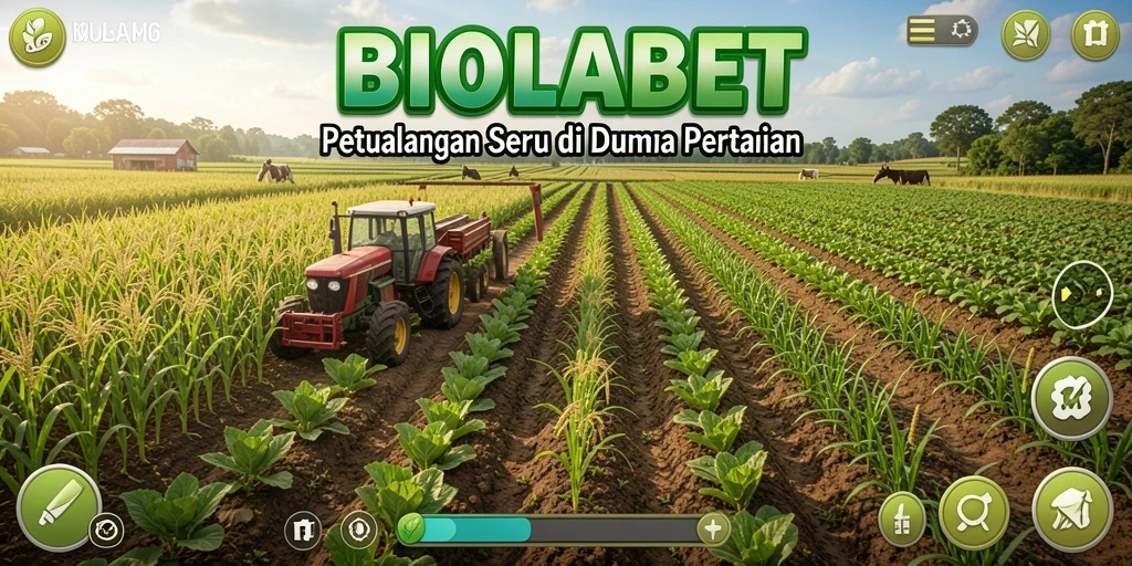 Tampilan gameplay BIOLABET yang seru dengan aktivitas pertanian.