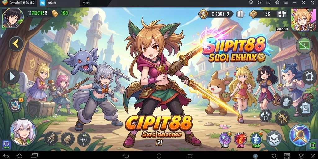 Tampilan gameplay CIPIT88 dengan karakter anime yang beraksi.
