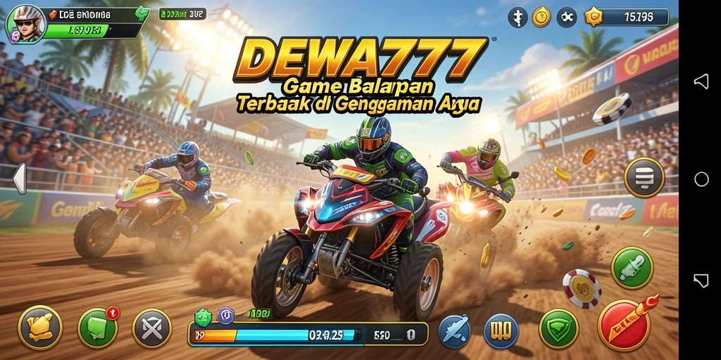 Screenshot gameplay balapan mobil dengan grafis yang memukau.