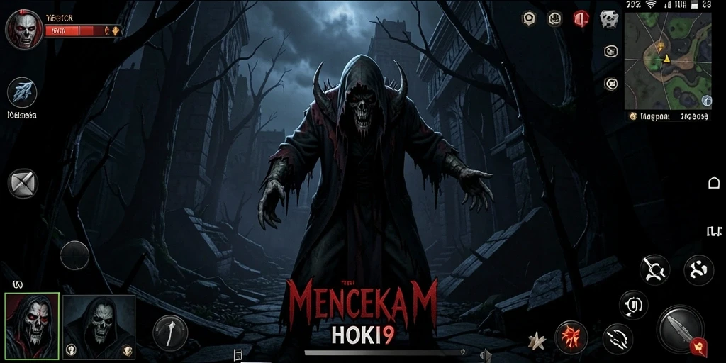 Screenshot HOKI9 menampilkan suasana menyeramkan dan gameplay menarik.