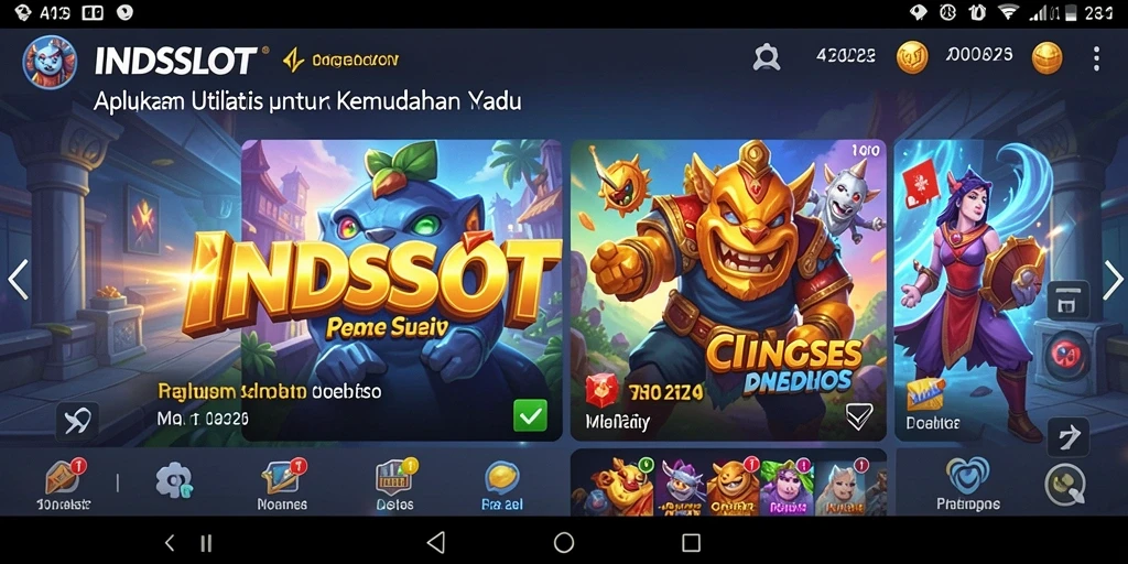 Tampilan aplikasi INDSLOT yang intuitif dan informatif.