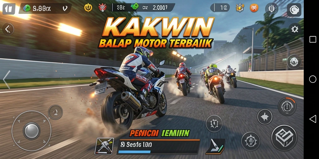 Gameplay seru motor balap KAKWIN di trek menantang.