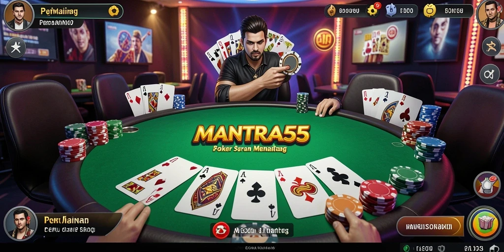 Tampilan gameplay Poker yang menarik dan interaktif di MANTRA55.