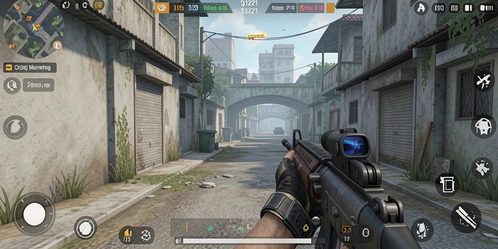 Screenshot dari gameplay intens di QQ1221 dengan aksi FPS yang mengagumkan.