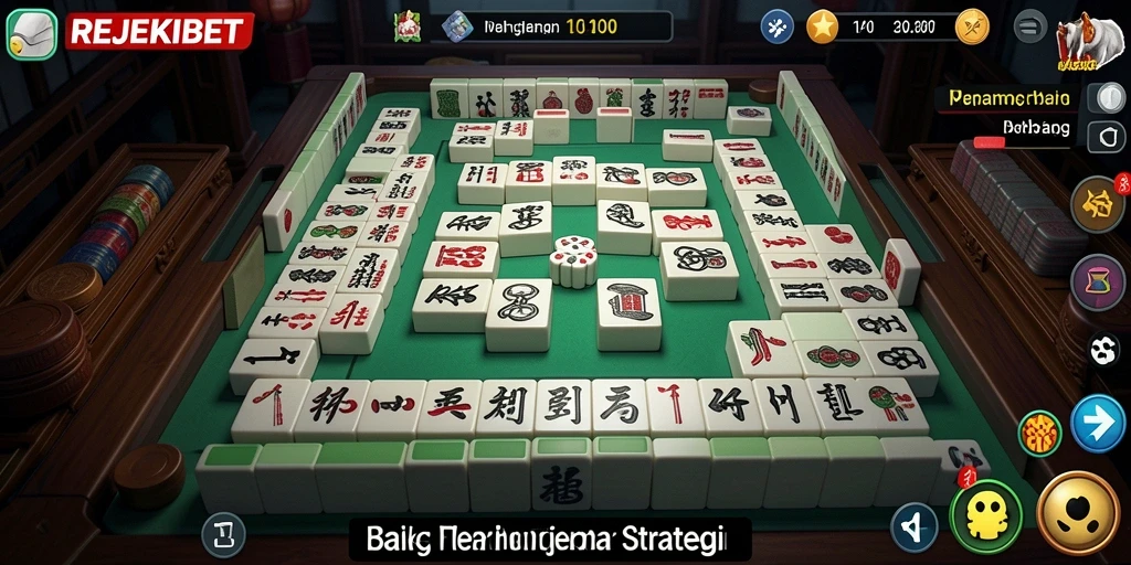 Screenshot gameplay REJEKIBET menampilkan aksi Mahjong yang mendebarkan.