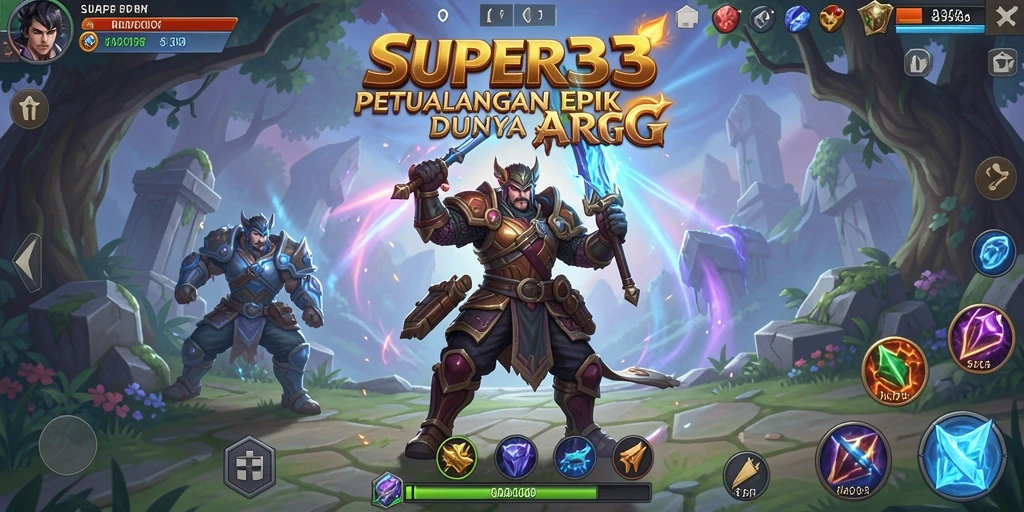 Tampilan permainan SUPER33 dengan pertempuran epik dan karakter yang kuat.