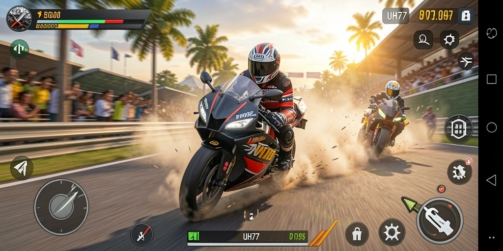 Tampilan gameplay UH77 yang mendebarkan dan penuh aksi.