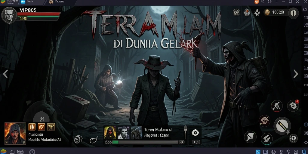 Screenshot gameplay VIP805 menampilkan suasana tegang dan menakutkan dalam permainan.