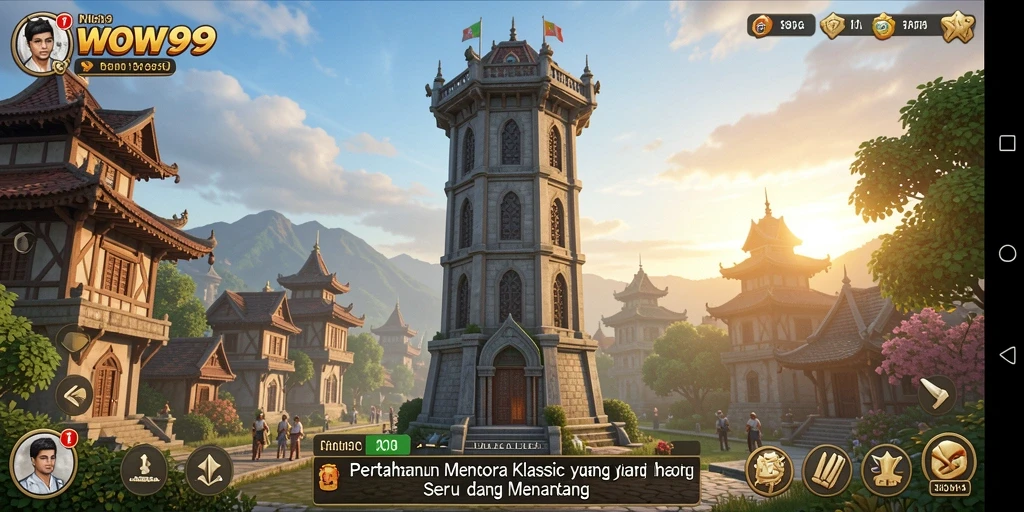 Tampilan gameplay WOW99 yang seru dalam pertahanan menara.